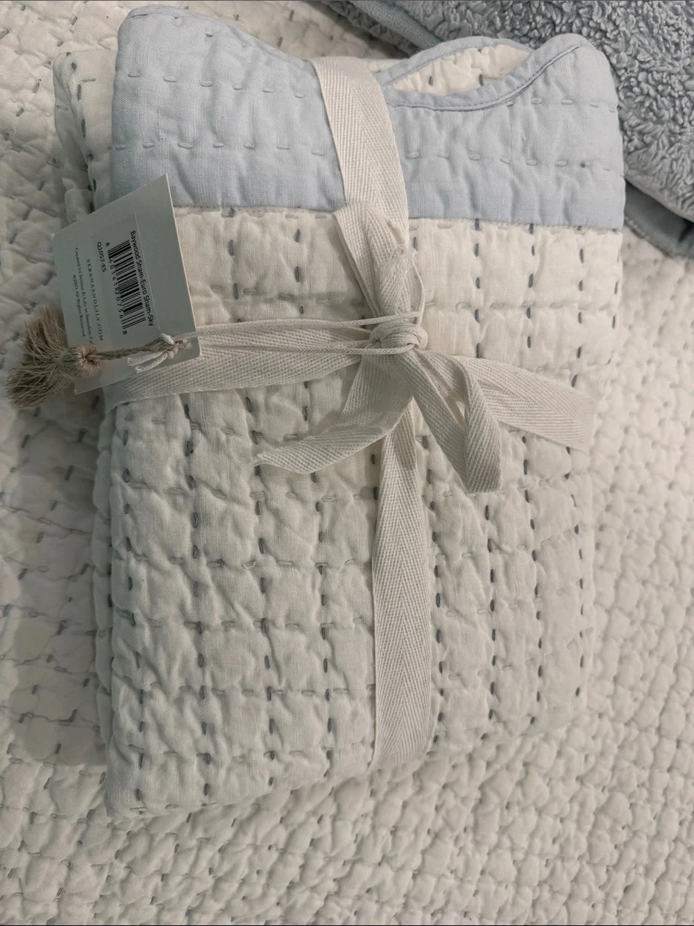 Serena & Lily Baywood Sham-Euro Sham Sky and White Quilted Pillow Sham - 1 only